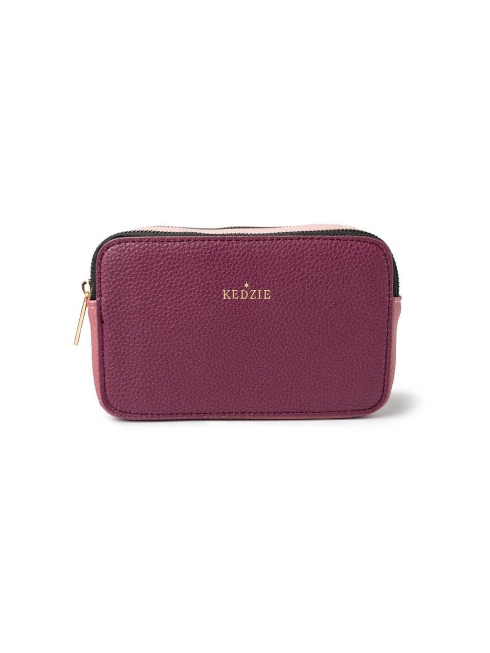 Kedzie Plum Pebbled Leather Cosmetic Pouch